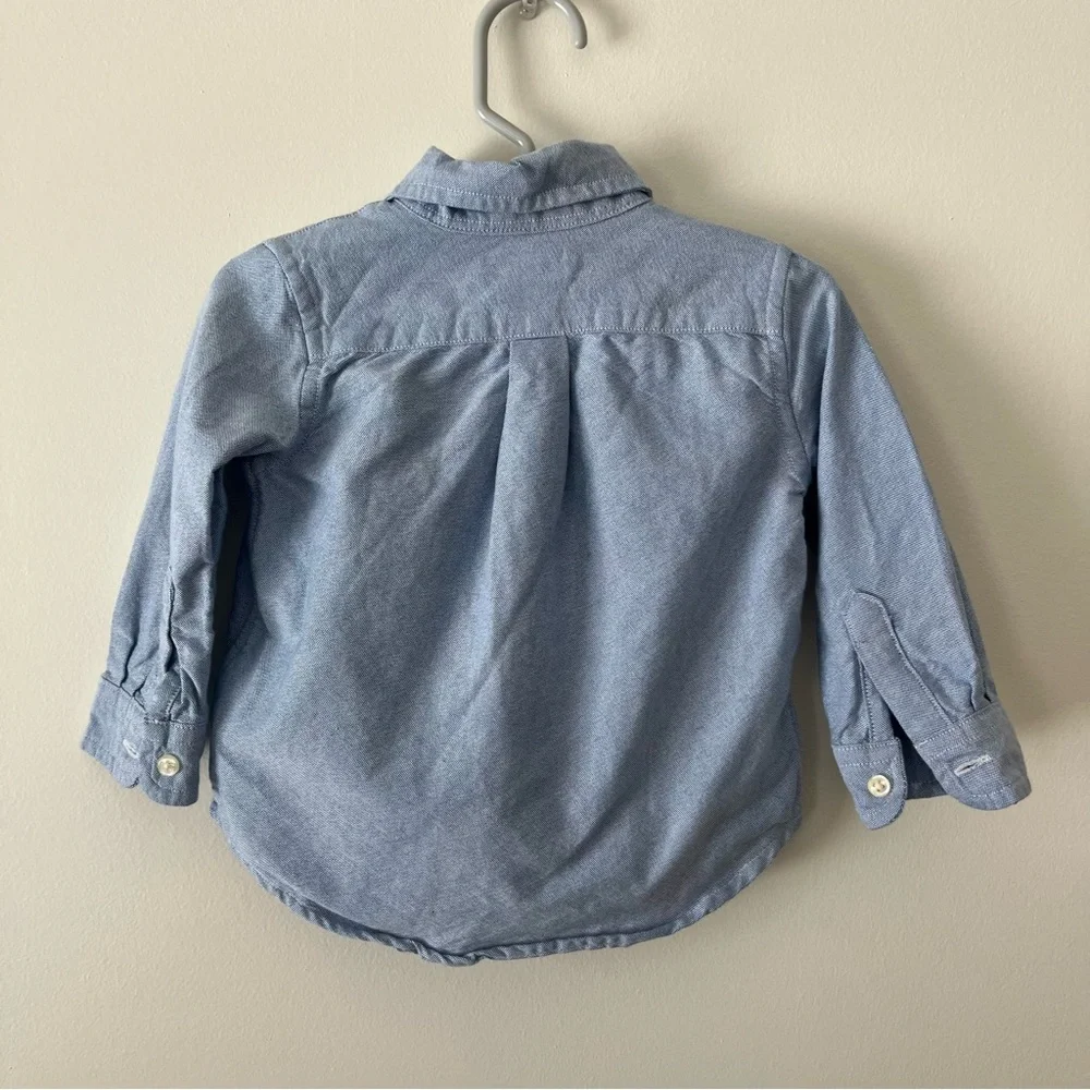 Boys Ralph Lauren Button Down Shirt 12m Blue Embroidered Pony